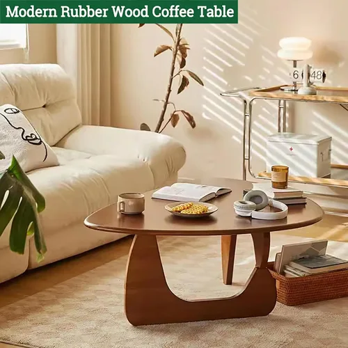 Miniatura 3 de Mesa auxiliar triangular de madera maciza, mesa de centro moderna de mediados de siglo para sala de estar, mesa auxiliar vintage de madera, mesa
