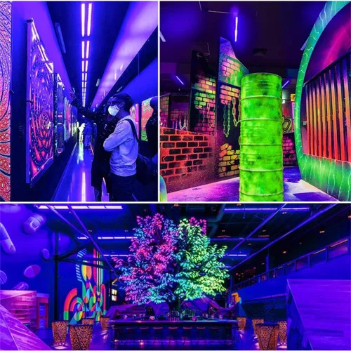 Miniatura 8 de Barra de luz negra, lámpara USB UV negra de 1 pie para tapiz fluorescente, pintura corporal, Halloween, Navidad, paquete de 2 con interruptor