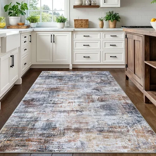 Miniatura 1192 de IOHOUZE Alfombra abstracta lavable de 3 x 12 pies para pasillos, antideslizante para cocina, camino de entrada de lana sintética para interiores