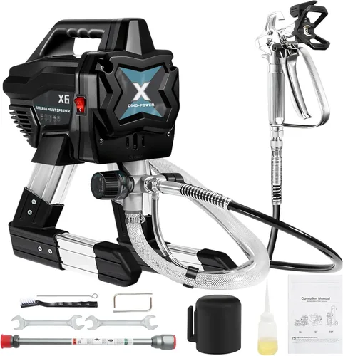 Pulverizador de pintura sin aire de 2900 PSI, 650 W, 7/8 HP, pulverizador de pintura eléctrico de 0.24 GPM con varilla y kits, bricolaje para