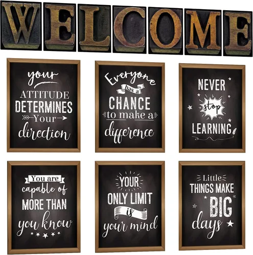 Miniatura 9 de DUAIAI 13 Piezas Pósteres de Tablón de Anuncios Estilo Industrial Elegante, Cita Inspiradora Afirmación Positiva Pósteres Motivacionales con Letrero