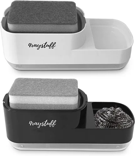 Miniatura 9 de Dispensador de jabón para platos para fregadero de cocina 2 en 1 con soporte para esponja. Dispensador de jabón líquido y esponja incluidos.