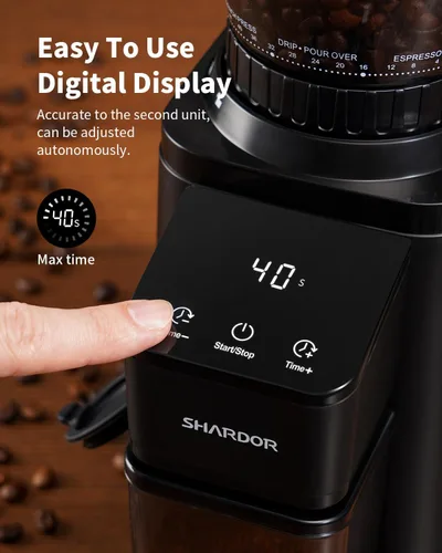 Miniatura 3 de SHARDOR Molinillo de café profesional con rebabas cónicas, molinillo de granos de café con 48 ajustes de molienda para expreso, goteo y prensa Negro