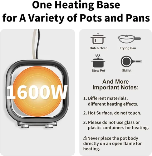 Miniatura 8 de Sartén eléctrica de 6 cuartos con parrilla Olla antiadherente con revestimiento cerámico libre de PFOA, 1600W, temporizador y 3 configuraciones