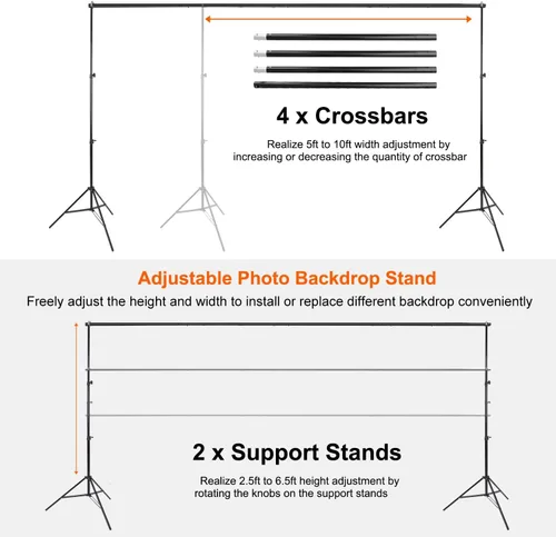 Miniatura 4 de iMounTEK - Soporte para Telón de Fondo para Estudio de Fotografía y Vídeo, 10 Pies de Ancho, Soporte Ajustable para Telón de Fondo, Kit de Soporte