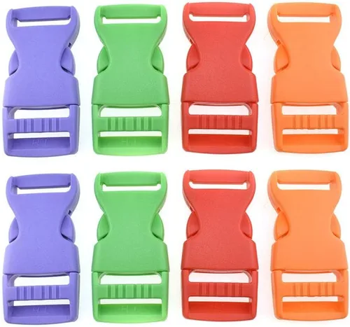 Miniatura 10 de Hebilla de liberación lateral rápida plana de 1 pulgada de ancho paquete de 8 unidades de un lado ajustable, 1 pulgada Multicolor2-8p