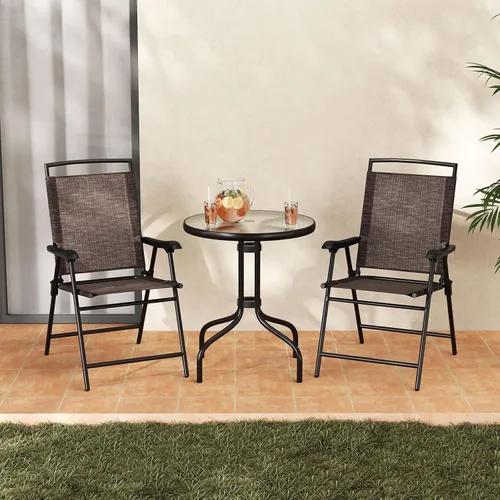 Miniatura 2 de S AFSTAR Juego de 3 piezas de bistró, juego de muebles de patio para exteriores, balcón, jardín, mesa redonda para exteriores de 28 pulgadas de alto
