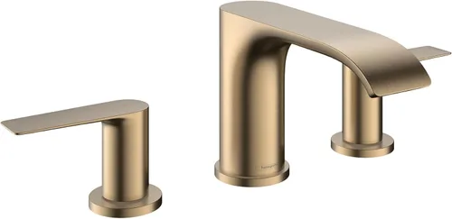 hansgrohe Vivenis 75033141 - Grifo moderno para lavabo de baño con 2 manijas y 3 agujeros y 5 pulgadas de alto en bronce cepillado
