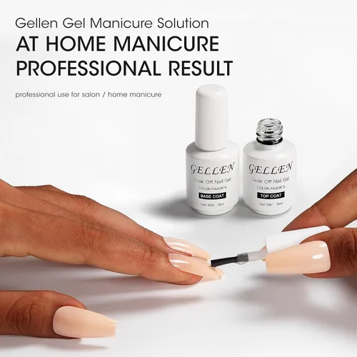 Miniatura 7 de Gellen Top Coat y Base Coat para Gel Polish - Acabado Shine de larga duración, 8ml cada botella Capa superior y base transparente