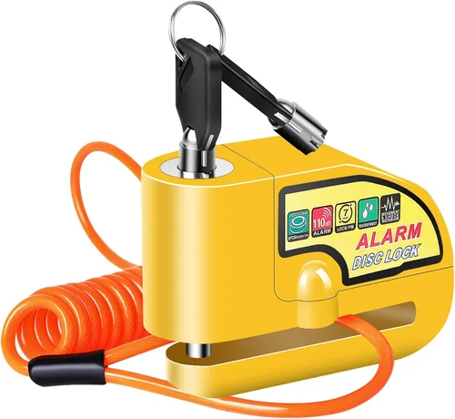 Miniatura 7 de Bloqueo de freno de disco de alarma para motocicleta, cerraduras de motocicleta, antirrobo, bloqueo de disco de seguridad, impermeable, 110 dB, Azul