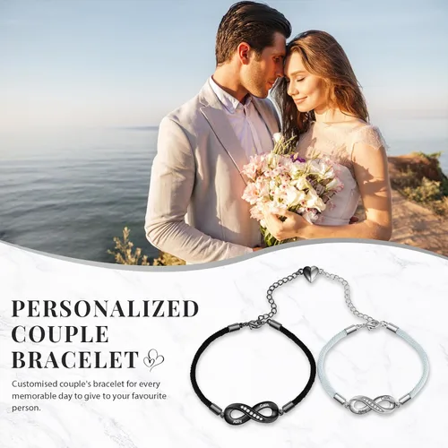 Miniatura 6 de Pulseras de infinito personalizadas para mujeres, hombres y parejas, pulseras a juego con nombre personalizado para parejas, para novio, novia