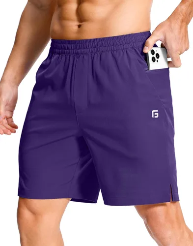 Miniatura 27 de GGJ Pantalones cortos deportivos ligeros para hombre con 2 bolsillos con cremallera de 7/5/9 pulgadas, pantalones cortos de tenis de secado rápido