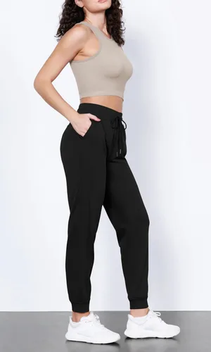 Miniatura 2 de ODODOS Pantalones deportivos para mujer con bolsillos, de algodón de rizo francés, cintura alta, con cordón