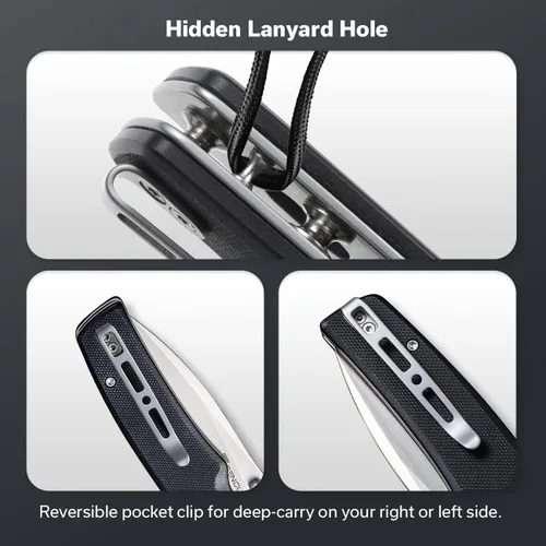 Miniatura 6 de Navaja de bolsillo plegable SENCUT Sachse para EDC, mango G10 negro satinado, hoja 9Cr18MoV de 9Cr18MoV plegable, navaja pequeña con clip, cierre