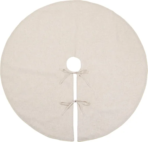 Miniatura 2 de SARO LIFESTYLE Falda de lino para árbol de Navidad – Colección Toscana – Natural con ribetes dorados – Decoración clásica de granja navideña, 56