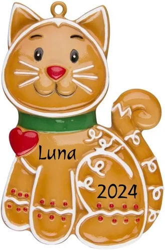 Adorno personalizado para mascotas 2025 Árbol de Navidad de gato de jengibre personalizado - Personalización gratuita
