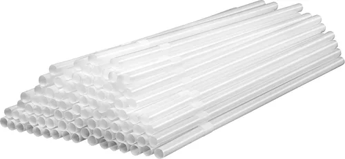 Miniatura 4 de Paquete de 500 popotes desechables de plástico flexible blanco de 8 pulgadas de alto
