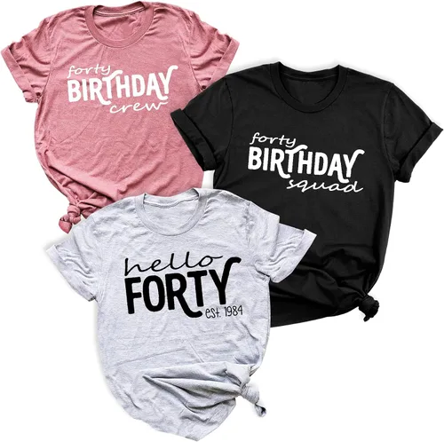 Hello Forty Women's Men's 40th Birthday Party Shirt, Hello Forty Outfit, 40 Bday T-Shirt, 40th Birthday Gifts For Women, EST 1985 Birthday Gift