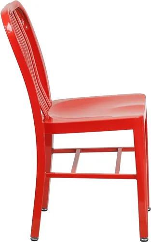 Miniatura 7 de Flash Furniture Silla de metal rojo de grado comercial para interiores y exteriores