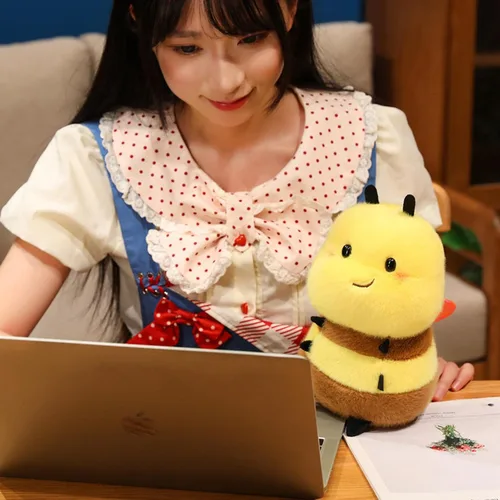 Miniatura 3 de Peluche de abeja realista de 8 pulgadas, lindo animal de peluche de abeja salvaje, ultra suave, regalos Kawaii para niños y adultos, amarillo
