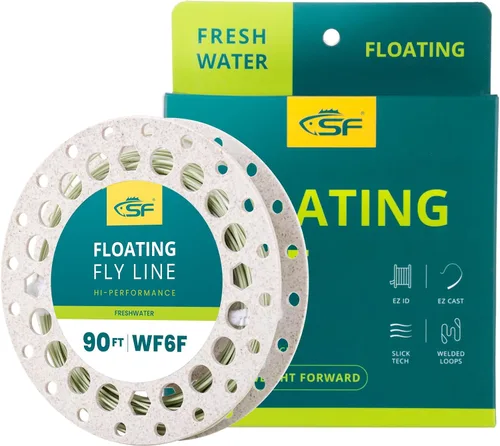 Miniatura 42 de SF Sedal de pesca con mosca con dos bucles soldados, flotante con peso hacia adelante, líneas de mosca WF2 3 4 5 6 7 8 9F multicolor para trucha