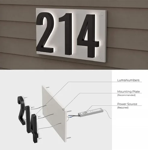Miniatura 3 de Números de casa LED de 7 pulgadas, polímero ABS, retroiluminado cálido 2700K, números de dirección grandes iluminados para el hogar, señal de casa