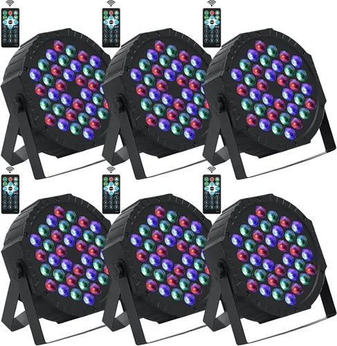 Miniatura 7 de Paquete de 3 luces LED par para DJ, luz de escenario de 7 canales para escenario con control remoto y control DMX, luces elevadas activadas por