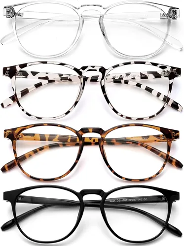 Miniatura 12 de Gafas de bloqueo de luz azul para mujeres/hombres, paquete de 4 unidades para lectura en computadora, juegos, televisión, teléfono, antirreflejos