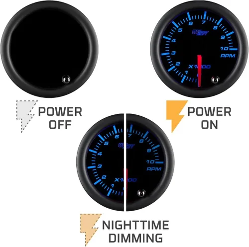 Miniatura 5 de GlowShift tacómetro ahumado 7 colores 2 pulgadas