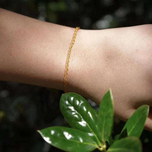Miniatura 2 de Bemoly Pulsera de eslabones de oro de 14 quilates para mujer, delicada pulsera de cadena ajustable, cadena de malla de eslabones de clip, lindas