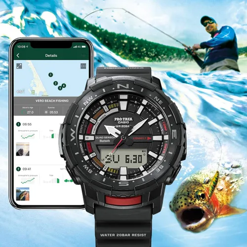 Miniatura 5 de Casio Pro Trek Bluetooth Connected Angler Line - Reloj deportivo con correa de resina para hombre