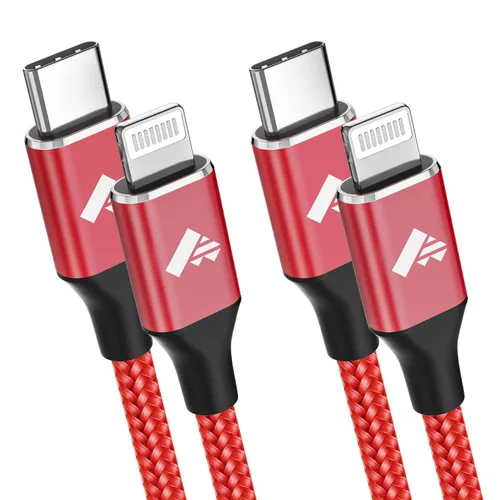 Miniatura 8 de Cable USB C a Lightning, paquete de 2 cables de carga de 10 pies, cable de carga trenzado extra largo para iPhone 14 13 12 11Pro Max Mini XS XR X 8