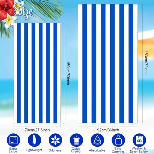 Miniatura 2 de Redbaker Paquete de 16 toallas de playa de gran tamaño de 59 x 28 pulgadas, juego de toallas de piscina extra grandes de microfibra de secado rápido