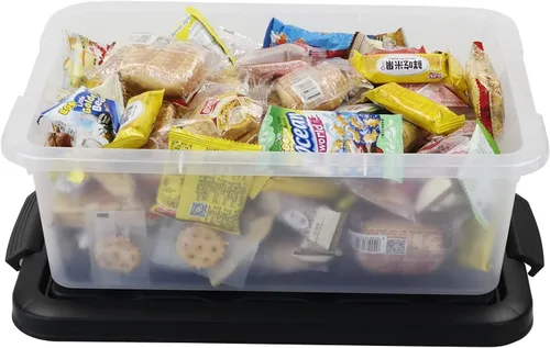 Miniatura 6 de Wekioger Caja de almacenamiento de plástico versátil con tapas negras, 14 cuartos de galón, 2 paquetes