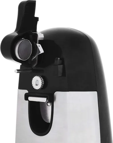 Miniatura 3 de Amazon Basics - Abrelatas eléctrico 3 en 1, abridor de botellas y afilador de cuchillos, con cuchilla de acero inoxidable, soporte magnético