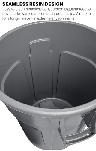 Miniatura 3 de Rubbermaid Commercial Products BRUTE - Contenedor de basura/residuos redondo de trabajo pesado, 10 galones, rojo, contenedor de desechos