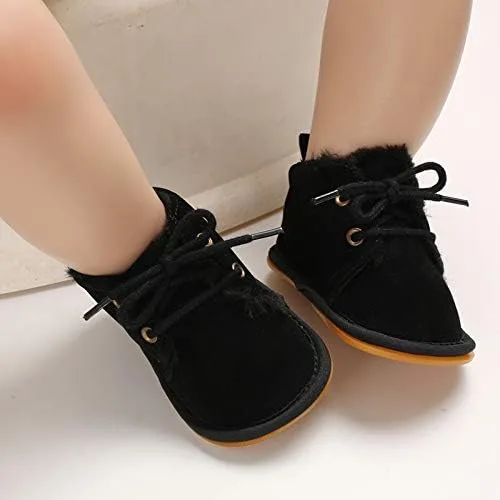 Miniatura 3 de Meckior Botar para aprender a caminar unisex, para niños y niñas, recién nacidos, terciopelo, suela de goma, zapatos antideslizantes