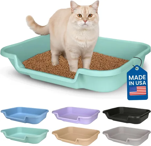 Miniatura 22 de KittyGoHere - Caja de arena para gatos mayores, sartén pequeña con cuchara jumbo de mango largo, caja de arena para gatos de entrada baja, ligera