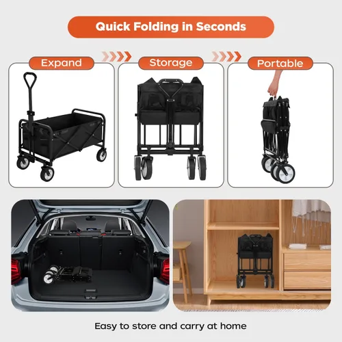 Miniatura 9 de PayLessHere Carrito plegable con ruedas Negro Carrito plegable resistente con capacidad de 330 libras con ruedas todo terreno y mango Azul