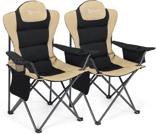 Miniatura 9 de Seazul Sillas de camping para adultos, silla de campamento, sillas plegables para exteriores, soporta 380 libras, sillas portátiles de viaje