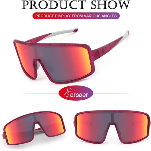 Miniatura 3 de Karsaer Vision - Gafas de sol deportivas para hombres y mujeres, gafas de sol de béisbol para jóvenes, niños, adolescentes y niñas Rojo