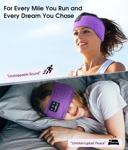 Miniatura 2 de MUSICOZY - Diadema para dormir con auriculares Bluetooth 5.4, audífonos inalámbricos con máscara para los ojos, orejeras HD para entrenamiento