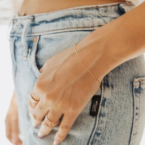 Miniatura 2 de BENEIGE Pulsera para mujer chapada en oro de 14 quilates, clip de papel satélite, bola ovalada, caja de cable, cadena de eslabones en capas