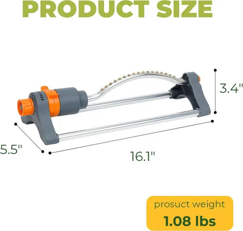 Miniatura 2 de Rociador oscilante duradero para patio y jardín, aspersor oscilante con rociador ajustable, riego de jardín y césped de gran área
