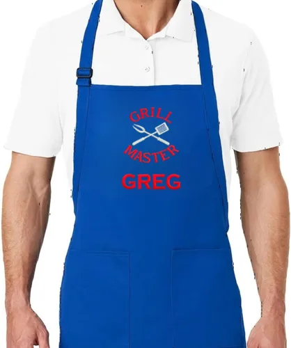 Miniatura 11 de Delantal de chef bordado personalizado con nombre personalizado, un regalo de calidad premium para hombres y mujeres Azul marino