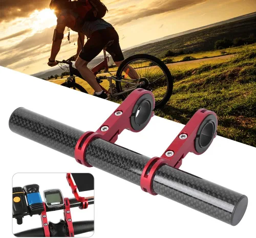 Miniatura 5 de BORDSTRACT Extensor de manillar doble para bicicleta, estante de extensión de manillar de aleación de aluminio, soporte de luz de mesa de código