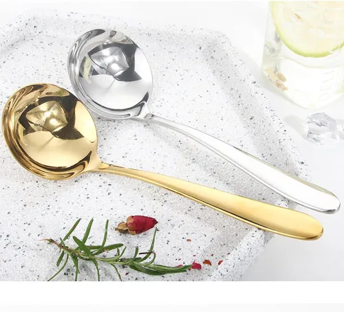 Miniatura 2 de Cucharón de sopa pequeños, cucharón de salsa de 7.6 pulgadas, acero inoxidable 18/10, cucharón de cocina para servir para sopas, salsas, guisos