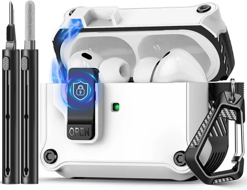 Miniatura 54 de Pohgelan - Funda compatible con AirPods Pro 2ª/1ª (azul) Cerradura magnética automática con kit de limpieza, compatible con Magsafe