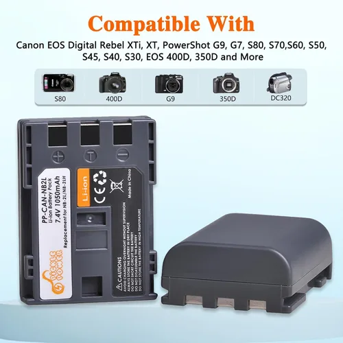 Miniatura 2 de Pickle Power NB-2L NB-2LH Batería 2 Pack y LED Dua Cargador para Canon Digital Rebel XT XTi PowerShot G7 G9 S70 S80 S60 S50 S30 S40 S45 DC420 DC410