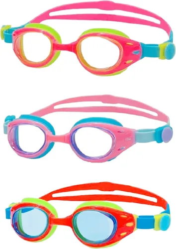 Miniatura 8 de Paquete de 3 gafas de natación para adultos y niños a partir de 6 años, sin fugas, antivaho con protección UV, con 3 fundas duras de viaje